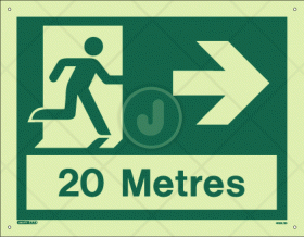 Directional Tunnel sign Exit right 20 metres