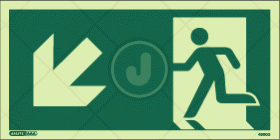 Escape route Exit arrow down left