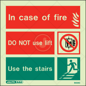 In case of fire do not use lift, use stairs