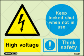 High voltage, keep locked shut when not in use, think safety