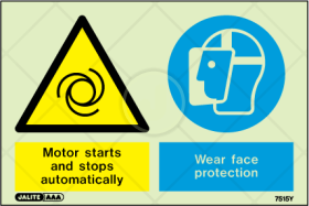 Motor starts and stops automatically, wear face protection