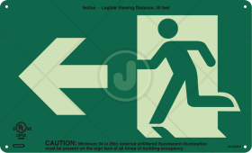 Jalite UL Listed ISO Symbol - Exit Left Sign, 9 x 15in (230 x 380mm)