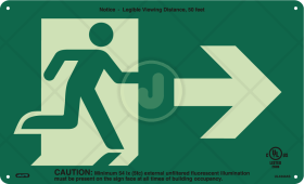 Jalite UL Listed ISO Symbol - Exit Right Sign, 9 x 15 in (230 x 380mm)