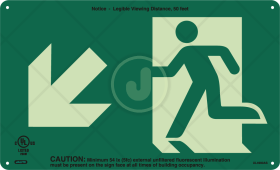 Jalite UL Listed ISO Symbol Sign - Down Left Arrow, 230 x 380 mm 