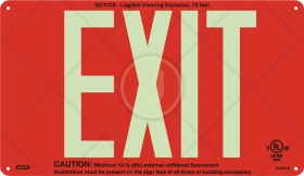 UL-924 Listed Exit Sign with field applied directional chevrons. 380 x 220 mm (15 x 8.66 in.)