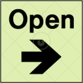 Open with arrow right sign